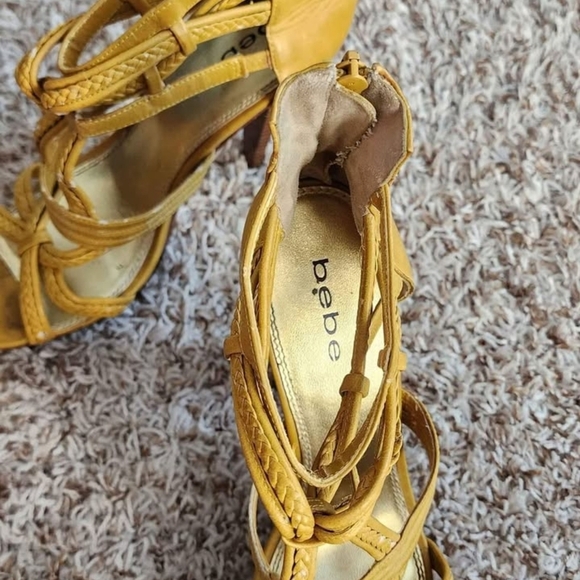 Bebe Yellow and Brown High Heeled Pumps - Picture 4 of 5